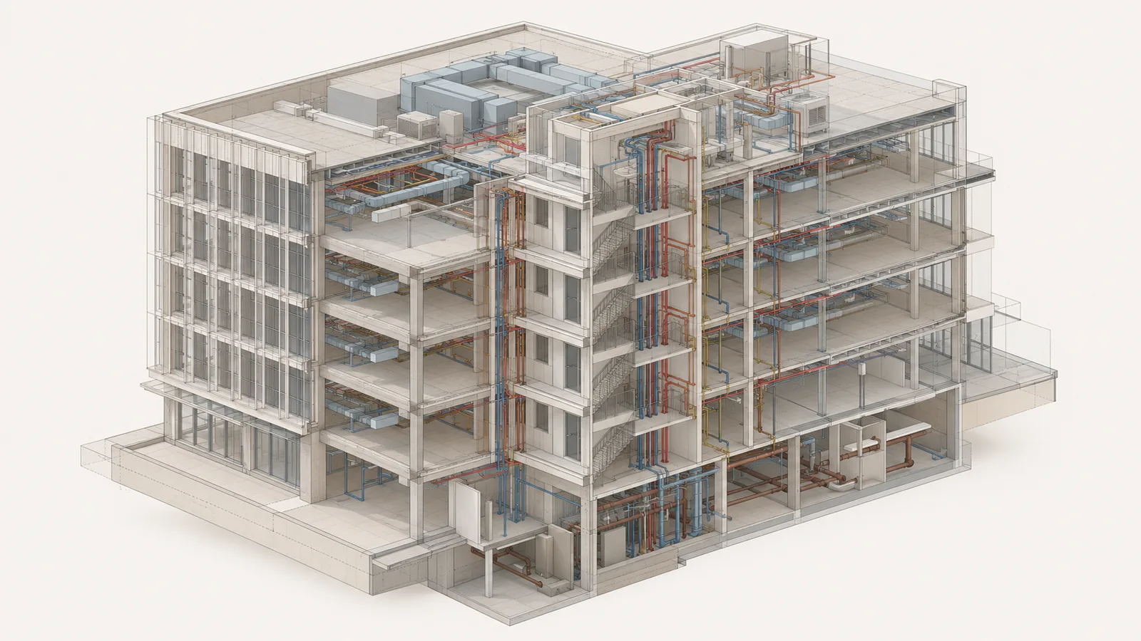 Parametryczny model BIM ze skoordynowanymi branżami.