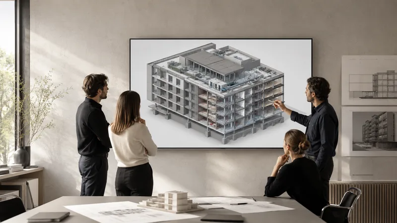 Zespół przy skoordynowanym modelu BIM po wdrożeniu standardu.